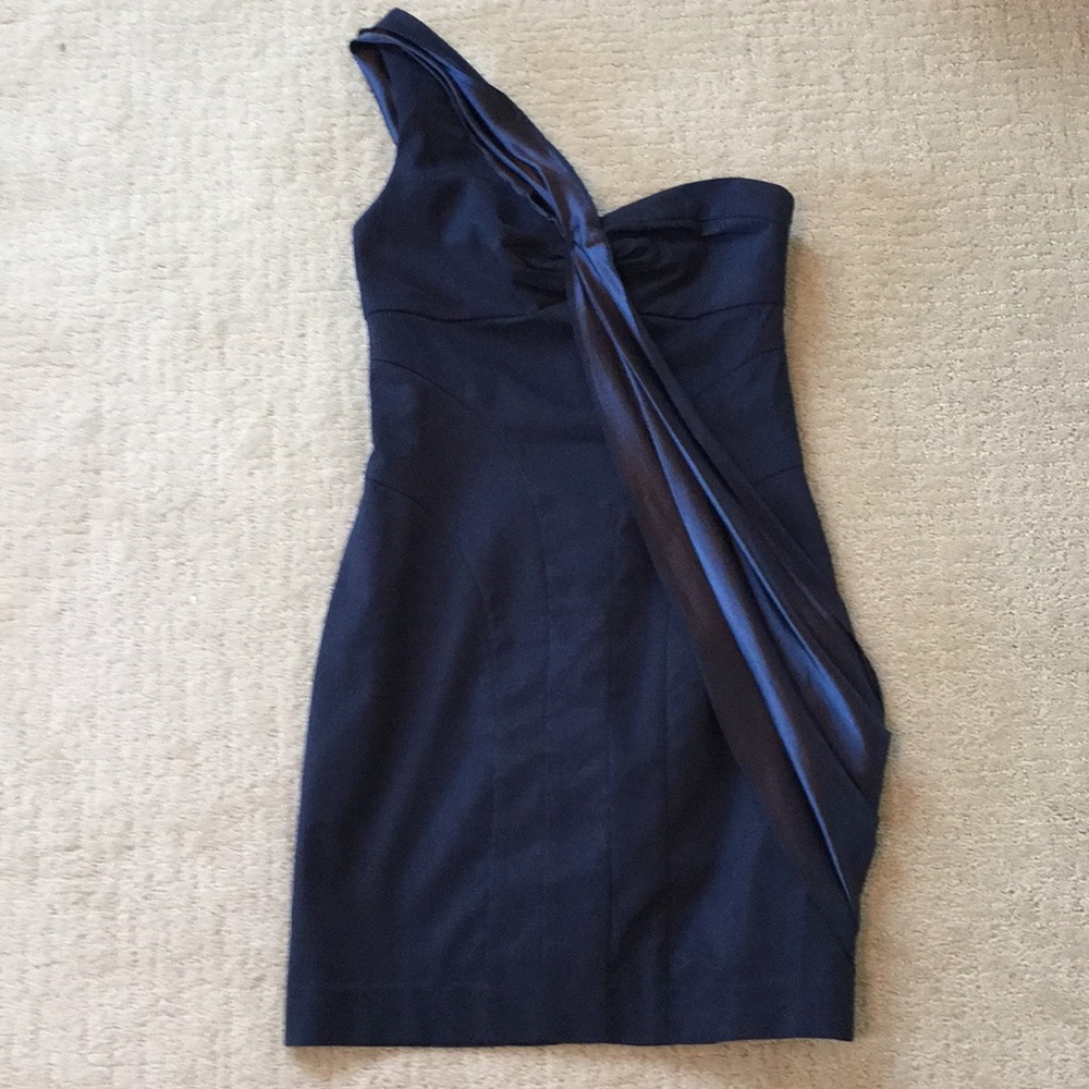 Allen Schwartz one shoulder navy dress